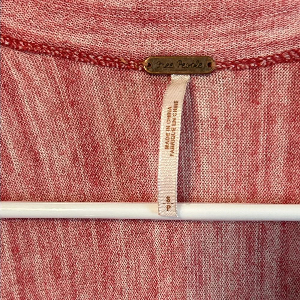 Free People Red/pink Draped Cardigan with hook closure. Back bow. Small. - Picture 2 of 8
